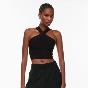 Babaton Criss Cross Sculpt Knit Cropped Tank